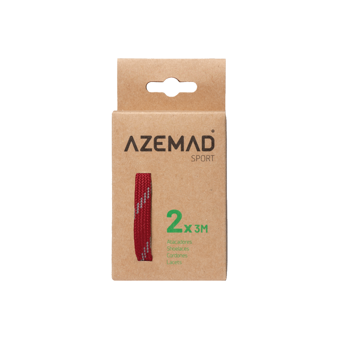 Embalagem de atacadores vermelhos Azemad Sport 2 x 3 metros