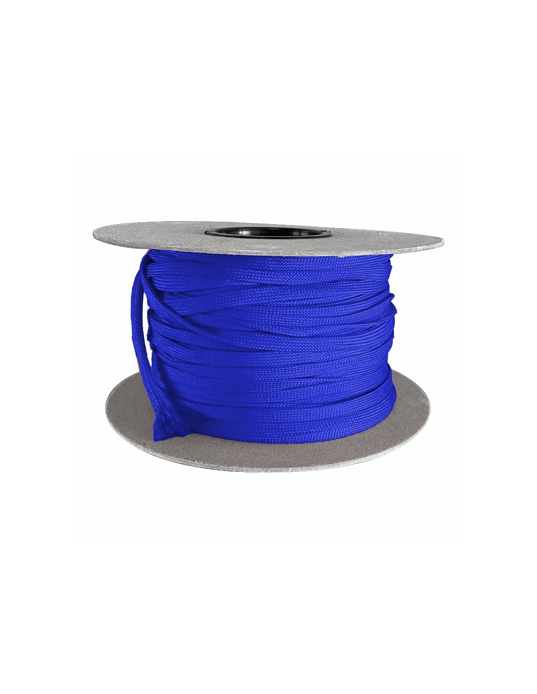 Rolo de corda azul em suporte de cartão cinzento