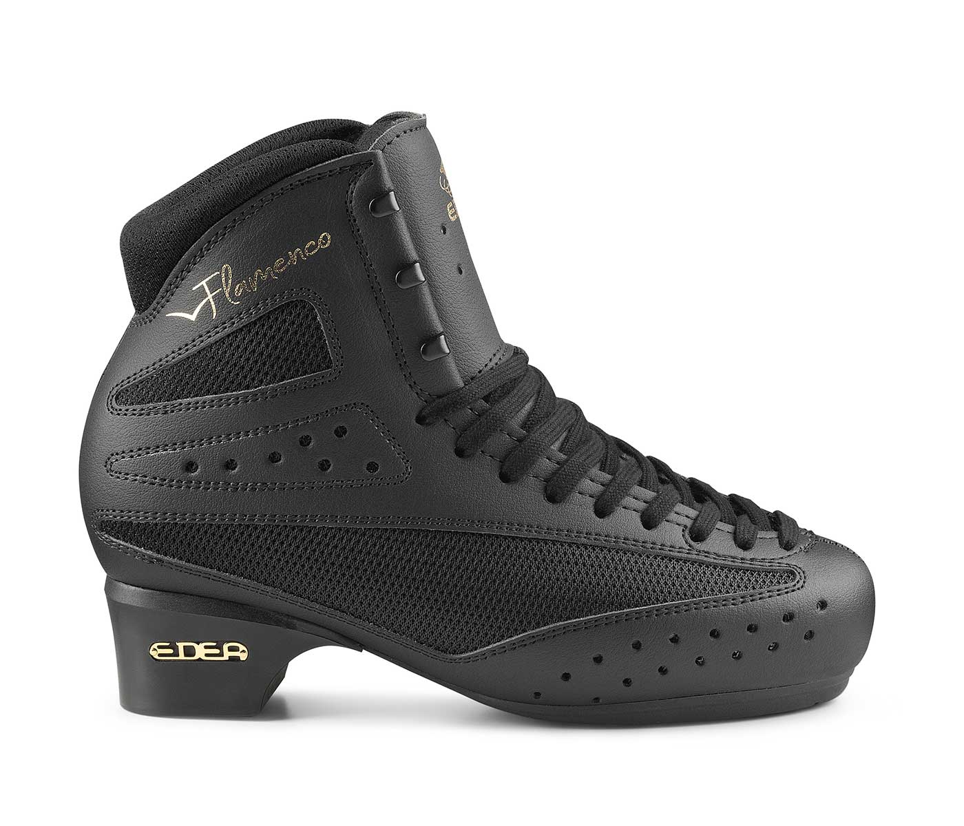 Bota de patinagem preta EDEA Flamenco com sola preta e detalhes dourados