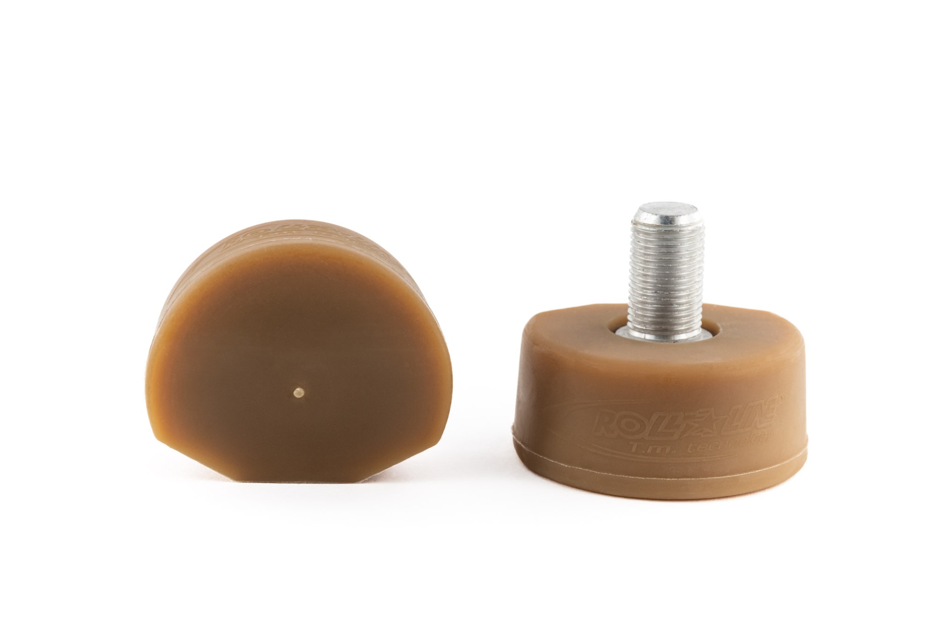 Bases de apoio amortecidas castanhas com parafuso metálico.