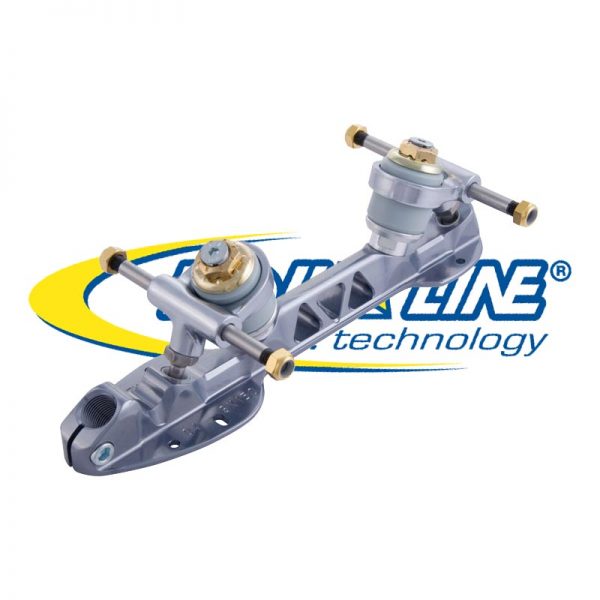 Componente mecânico cinzento com juntas de rosca douradas e logotipo TRW LINE technology