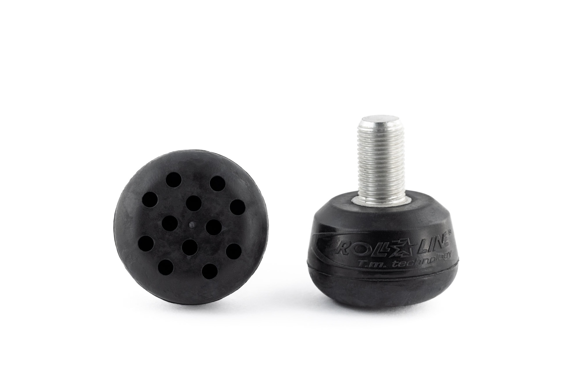 Pés para móveis emborrachados pretos com parafuso metálico prateado