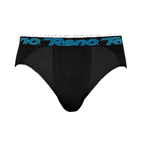 Cuecas pretas com cintura azul com texto Reino