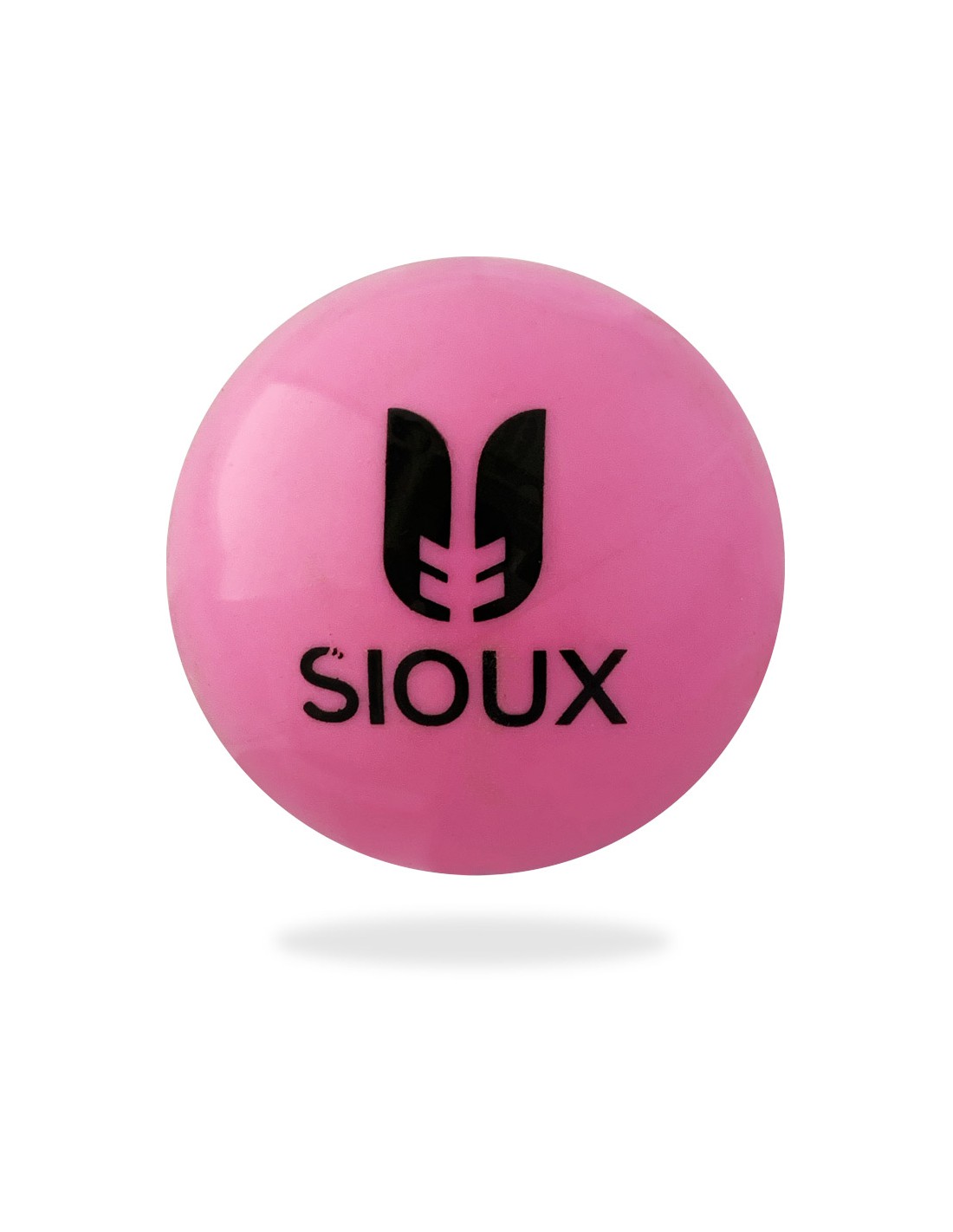 Bola rosa com logótipo e texto preto SIOUX