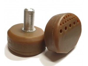 Pés de apoio em borracha castanha com parafuso metálico e orifícios