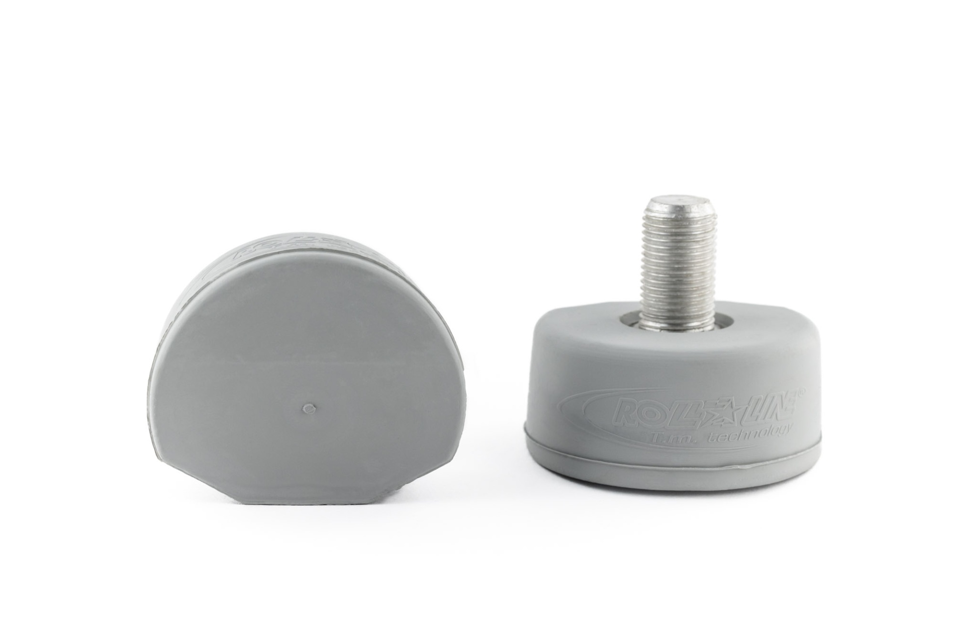 Par de pés niveladores cinzentos com rosca metálica