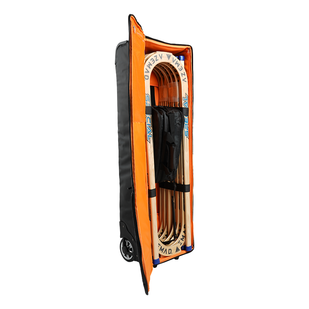 Conjunto de tacos de hóquei com bolsa preta e laranja