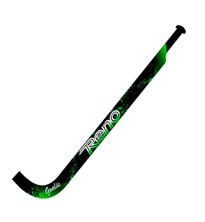 Stick de hóquei preto com detalhes verdes e texto branco