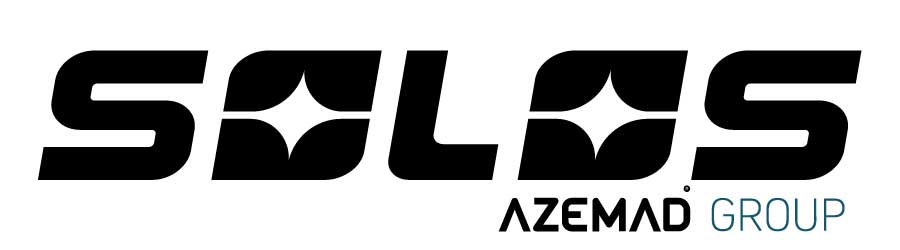 Logótipo da empresa SOLOS AZEMAD GROUP em preto e cinza sobre fundo branco