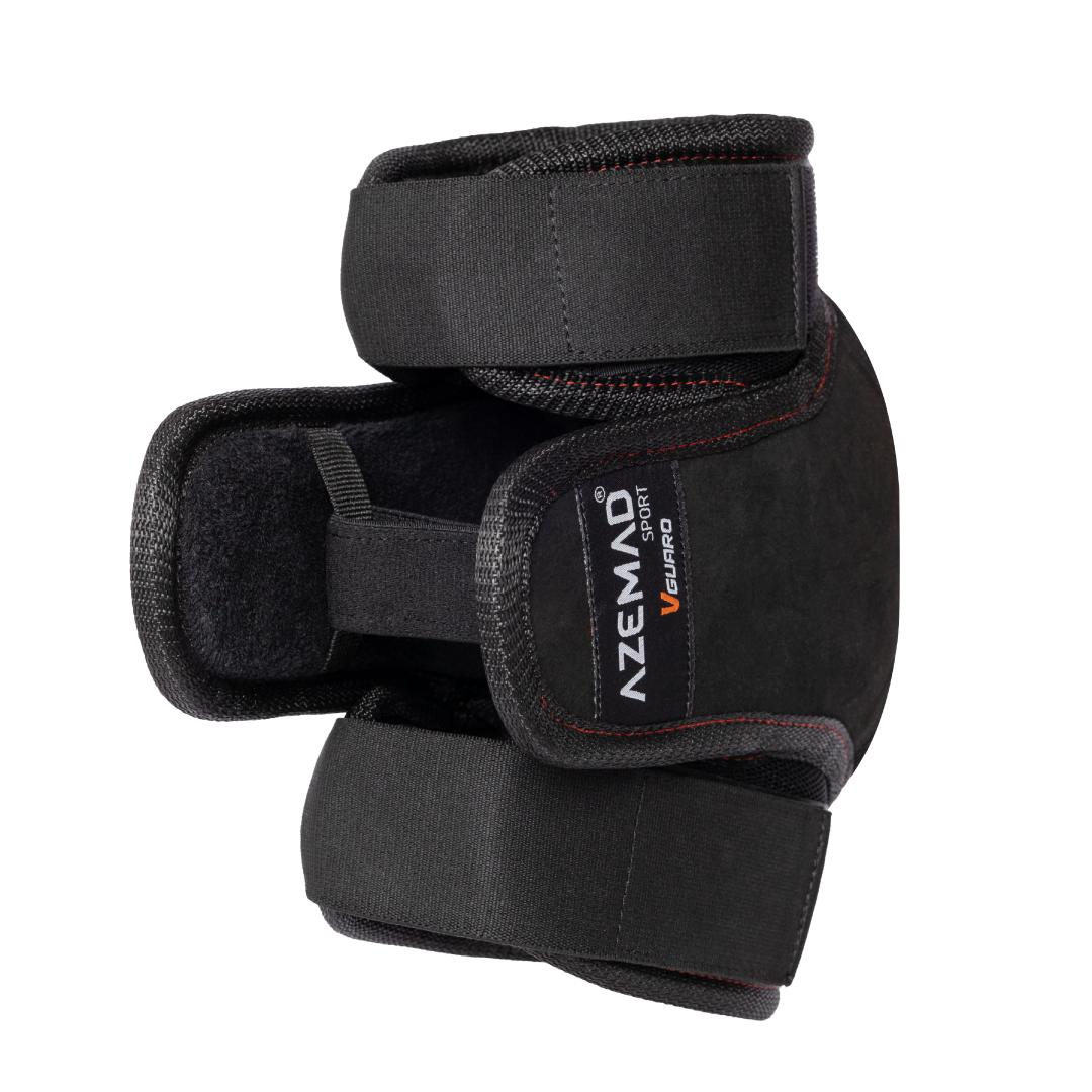 Protetor desportivo preto com velcro da marca AZEMAD