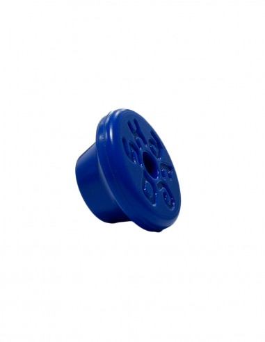 Peça plástica azul circular com furos