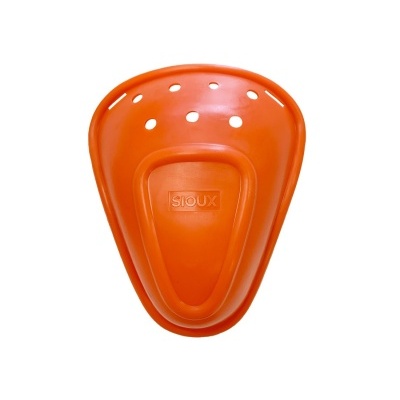 Pala de proteção desportiva laranja com buracos e marca SIOUX