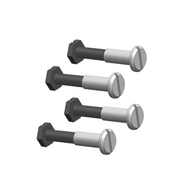 Quatro parafusos de metal combinando preto e prata