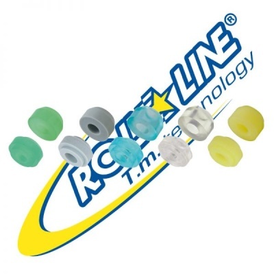 Plugs de silicone coloridos com logo ROCTO LINE em fundo branco