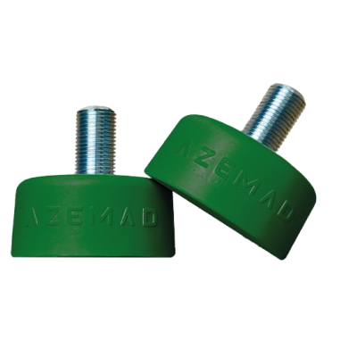 Amortecedores verdes com rosca metálica e marca AZEMAD