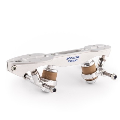 Estrutura metálica prateada com rolamentos e texto PORT-LAND VARIANT