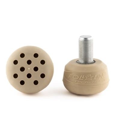 Apoios anti-vibração em borracha bege com parafusos metálicos prateados