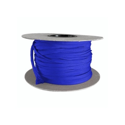 Rolo de corda azul em suporte de cartão cinzento