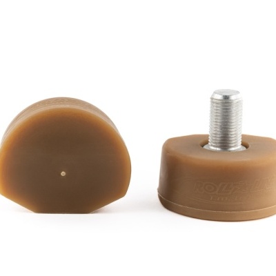 Bases de apoio amortecidas castanhas com parafuso metálico.