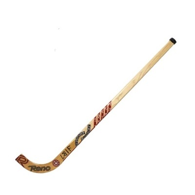 Stick de hóquei no gelo em madeira clara com texto Reno