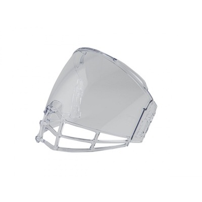 Máscara facial transparente com estrutura de grades