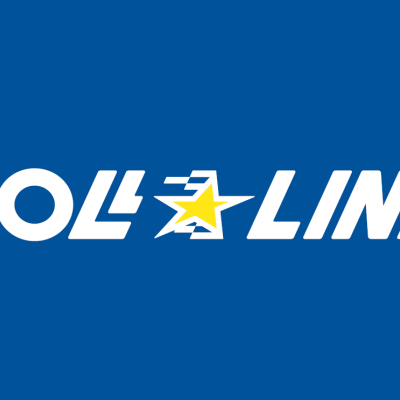 Logotipo da marca ROLL LINE em fundo azul