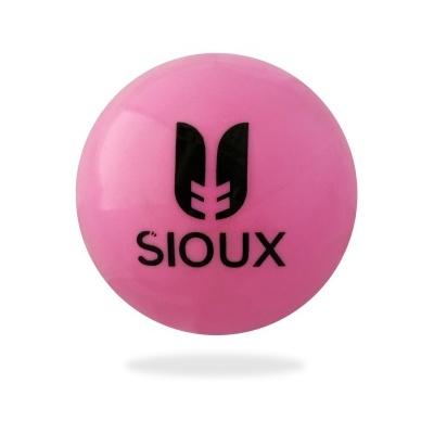 Bola rosa com logótipo e texto preto SIOUX