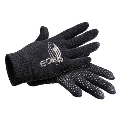 Luvas pretas de malha com pontos antiderrapantes e logótipo EDELRID branco