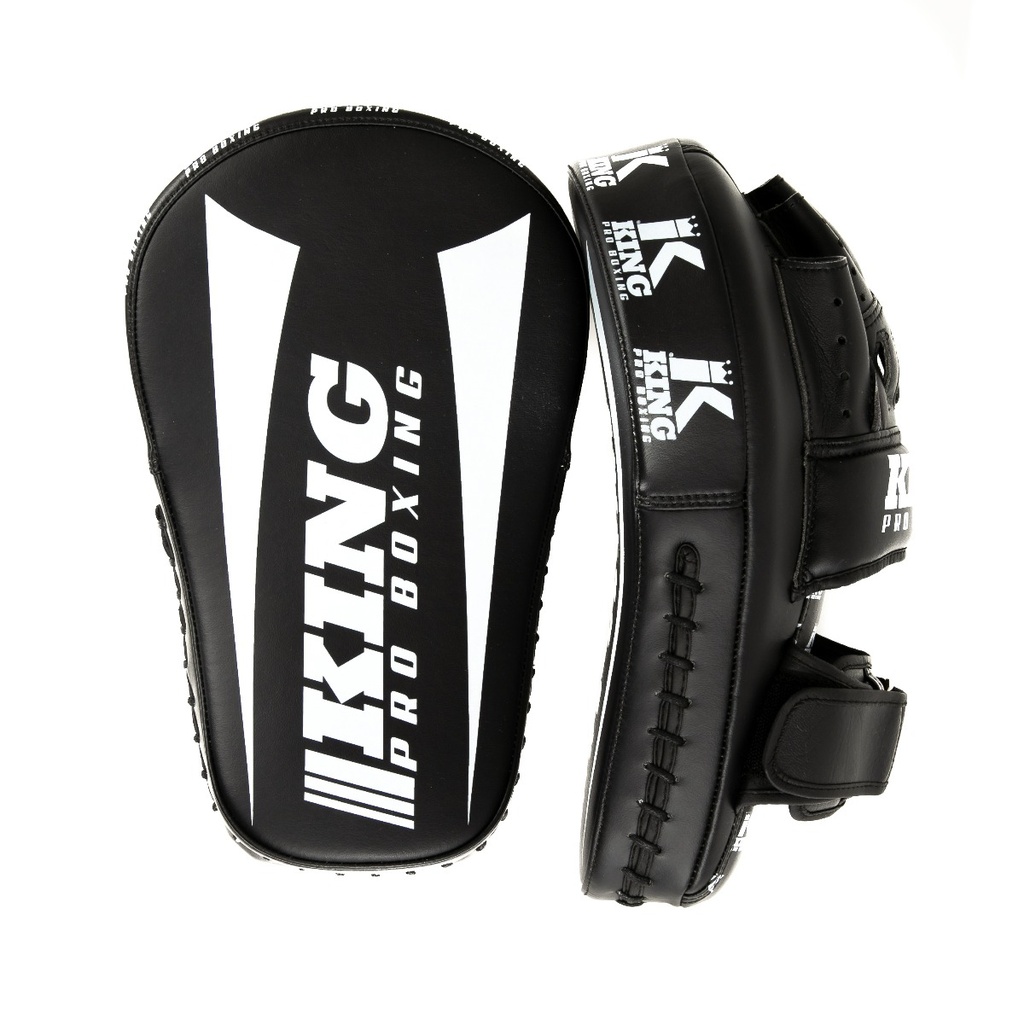 Plastrons Revo Hybrid Luvas de treino de boxe preto e branco com marca KING PRO BOXING