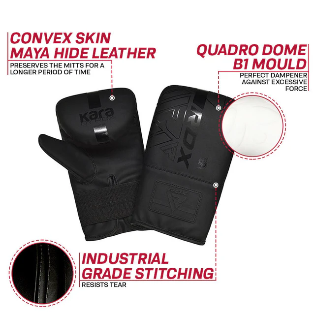 Par de luvas pretas em pele Maya Hide com costuras industriais e reforço convexo