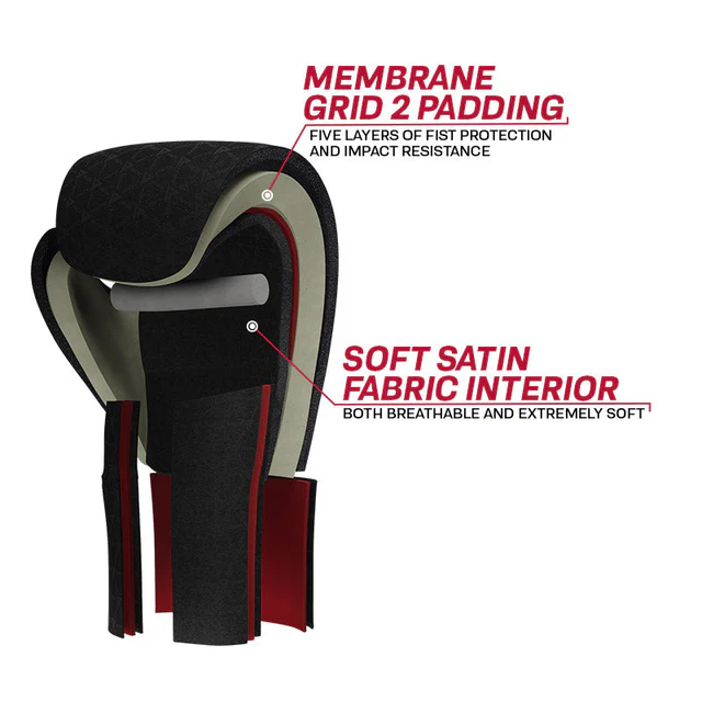 Luvas de protecção desportivas pretas com tecido interior cinzento e vermelho