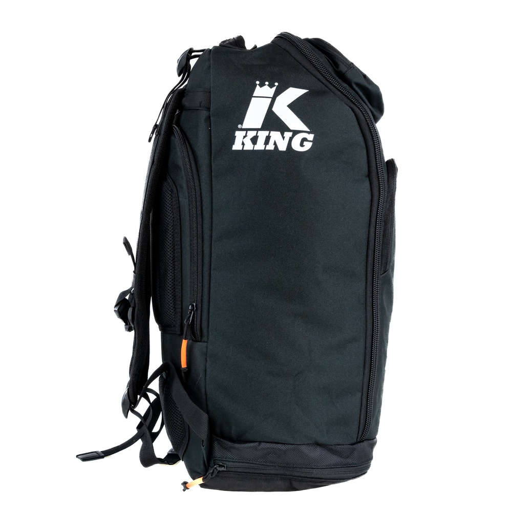 Mochila King Pro Boxing Elite Backpack Mochila preta com logótipo KING branco e zíperes