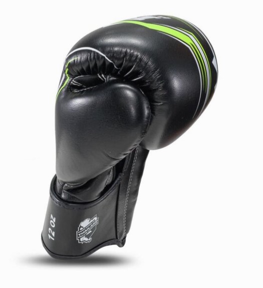 King Pro Boxing - Spartan 5 Luvas de boxe pretas com detalhes em verde e branco