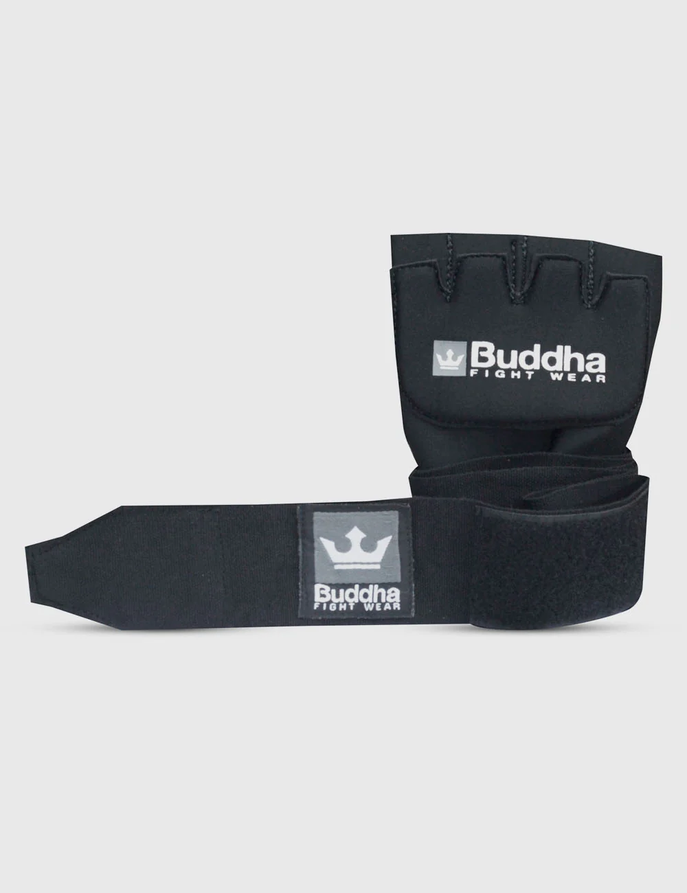 Ligadura de Gel Mãolete de combate preta com dedos cortados e logótipos Buddha FIGHT WEAR