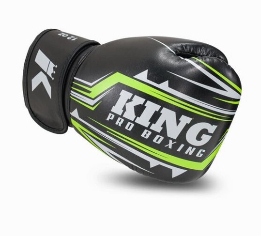 King Pro Boxing - Spartan 5 Luva de boxe preta com inscrições KING PRO BOXING e fecho em velcro