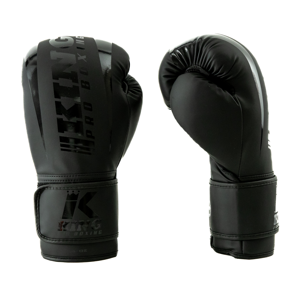 KPB REVO 4 Par de luvas de boxe pretas com texto KING PRO BOXING