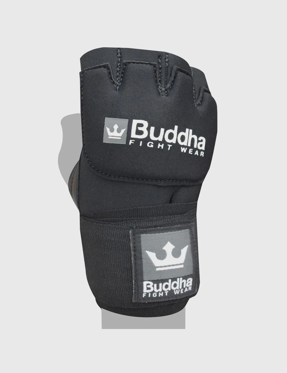 Ligadura de Gel Luva de treino de luta preta com logos Buddha Fight Wear