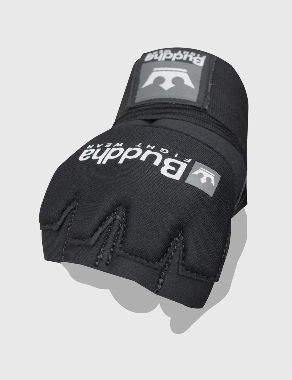 Ligadura de Gel Luva preta para fitness com corte nos dedos e logotipo Buddha FIGHT WEAR