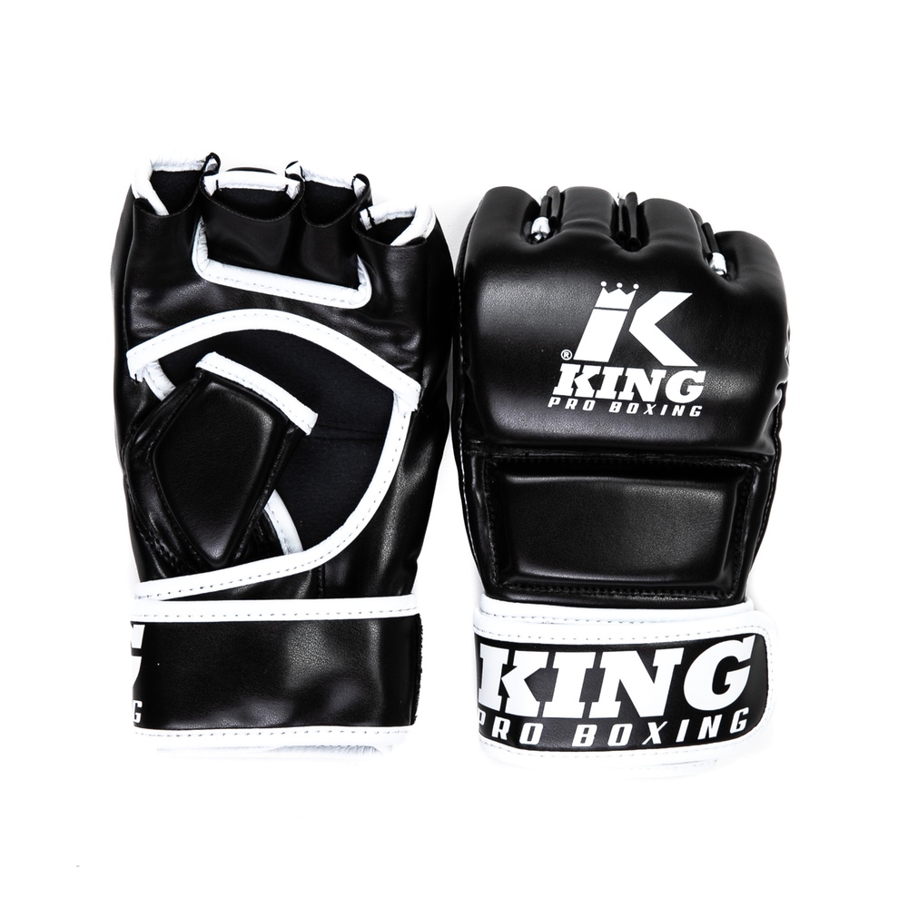 KPB Bag Gloves Luvas de boxe MMA pretas com detalhes e textos brancos KING PRO BOXING