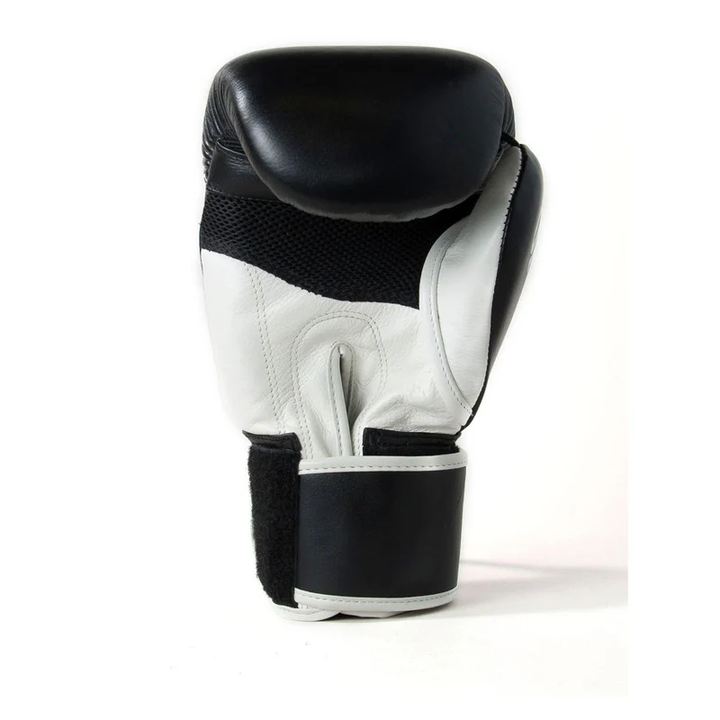 Sandee Cool Tec - Preto PU Luva de boxe preta e branca com punho em velcro