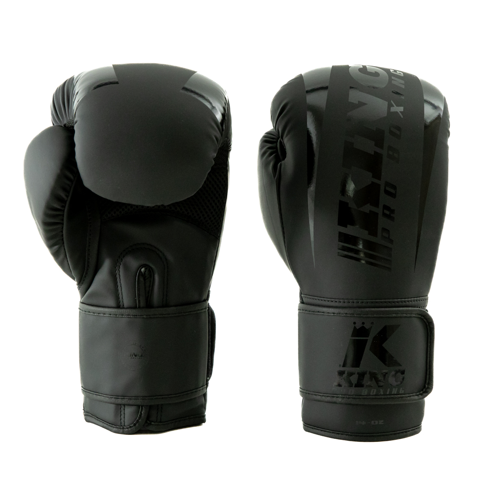 KPB REVO 4 luvas de boxe pretas com inscrições KING PRO BOXING
