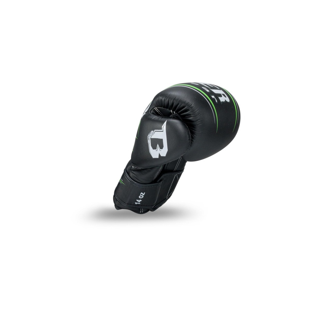 Pack Booster Warrior Series Luva de boxe preta com detalhes verdes e brancos