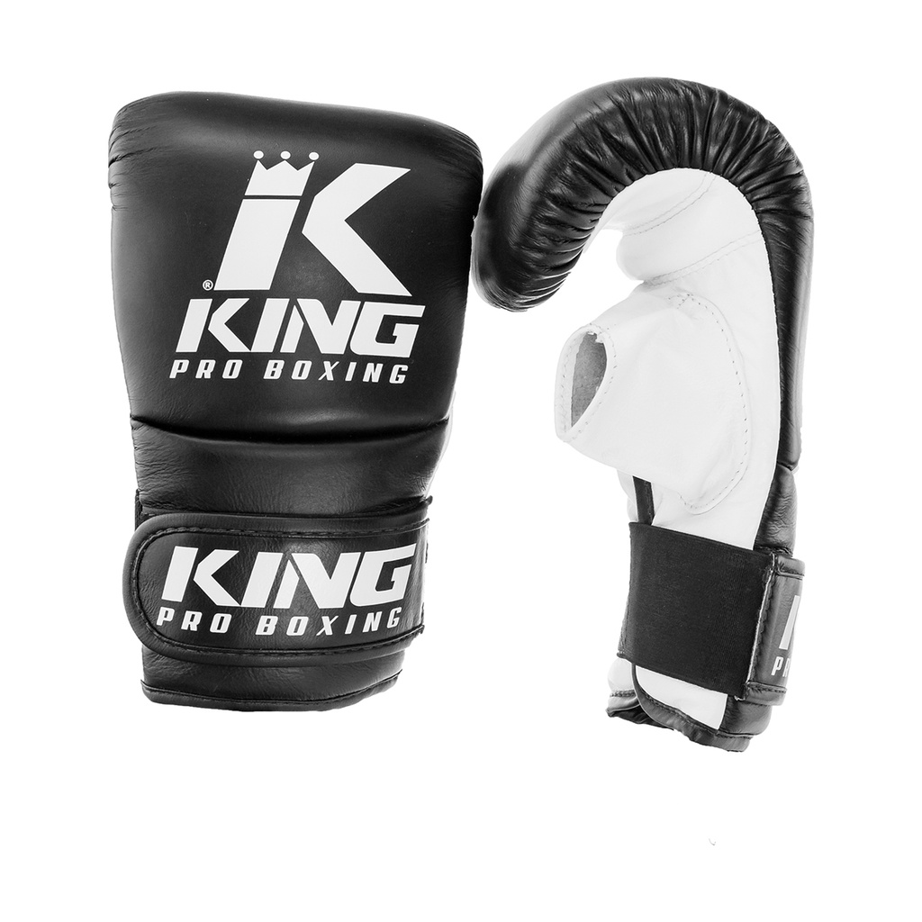 KPB Bag Gloves Luvas de boxe pretas e brancas com logo KING PRO BOXING