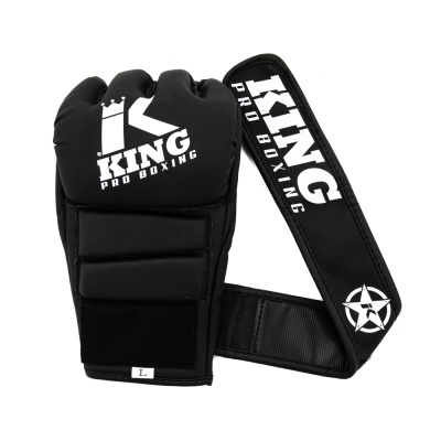 Luvas de boxe King Pro Boxing pretas com fecho de velcro e logótipo em branco