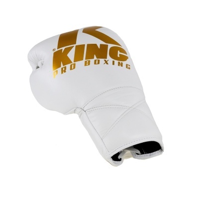 Luvas de boxe brancas KING PRO BOXING com texto dourado