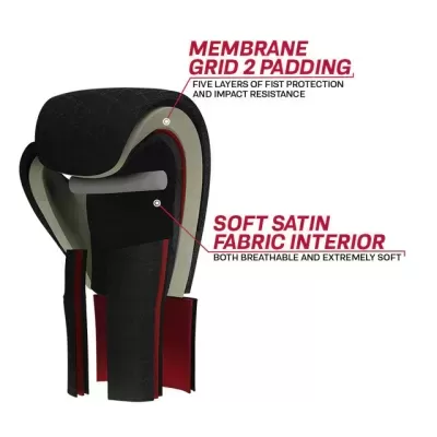 Luvas de protecção desportivas pretas com tecido interior cinzento e vermelho