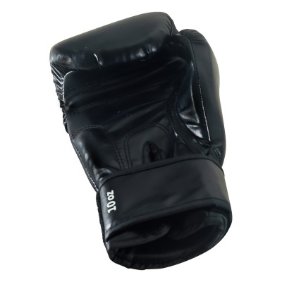 Luva de boxe preta com velcro e marca 10 OZ