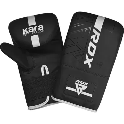 Luvas de treino ou boxe pretas com detalhes em branco e texto Kara BY RDX e RDX