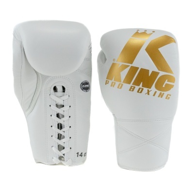 Luvas de boxe brancas KING PRO BOXING com ajuste de cordões
