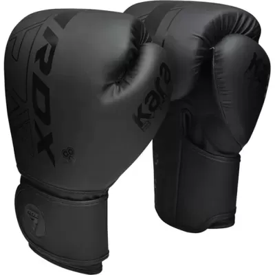 Luvas de boxe pretas com detalhes em preto brilhante